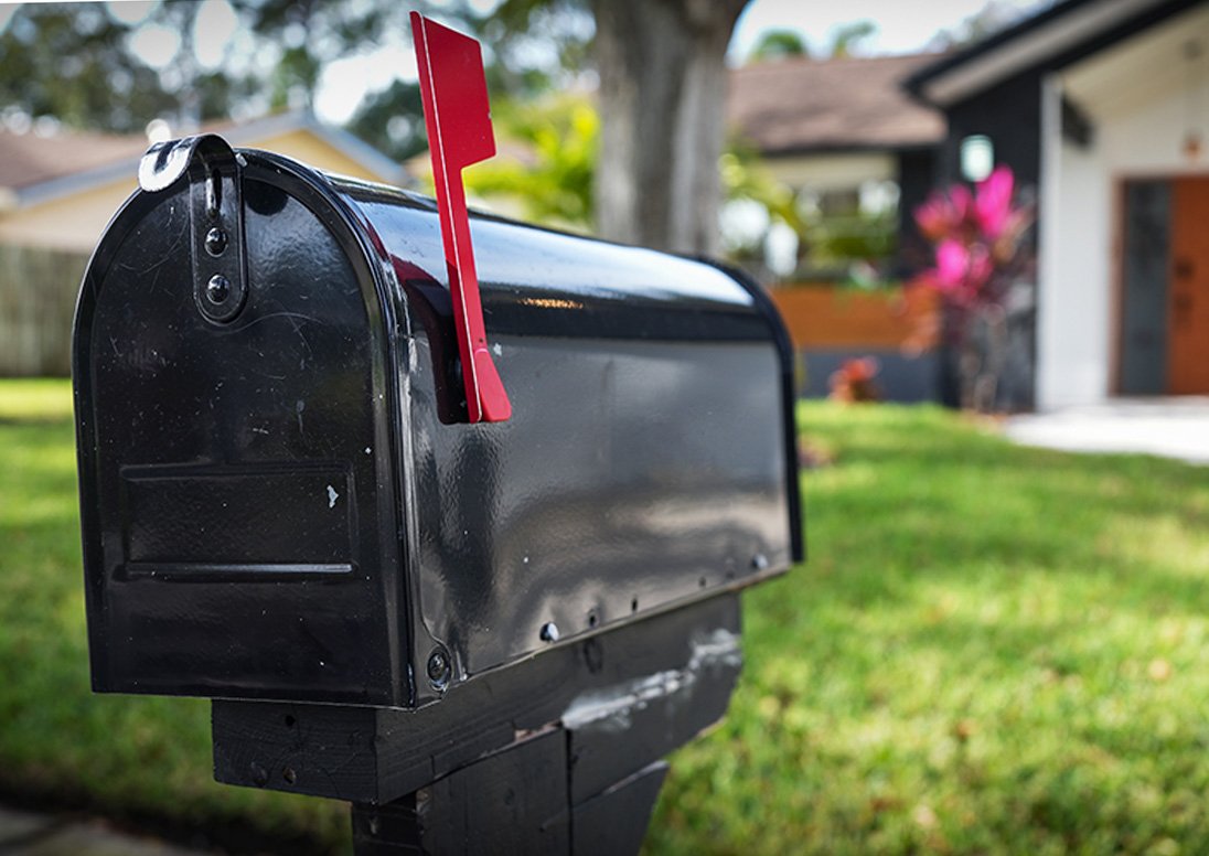 Mailbox outside a home.