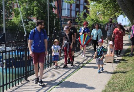 Costumed interpreter leads a program on Canada Day