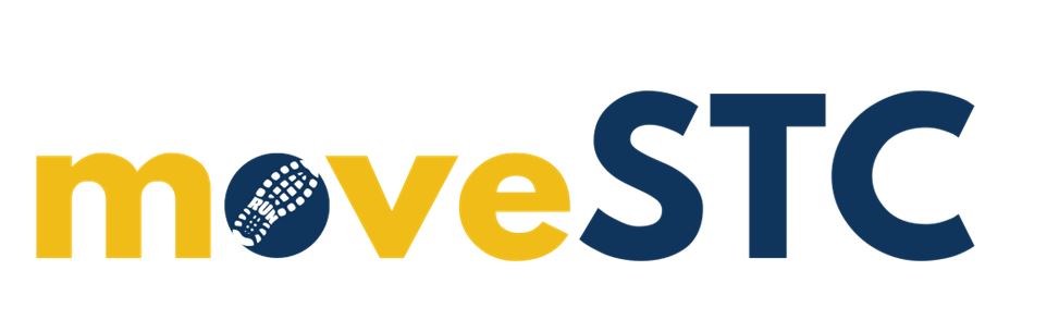 moveSTC Logo with foot in place of the letter o